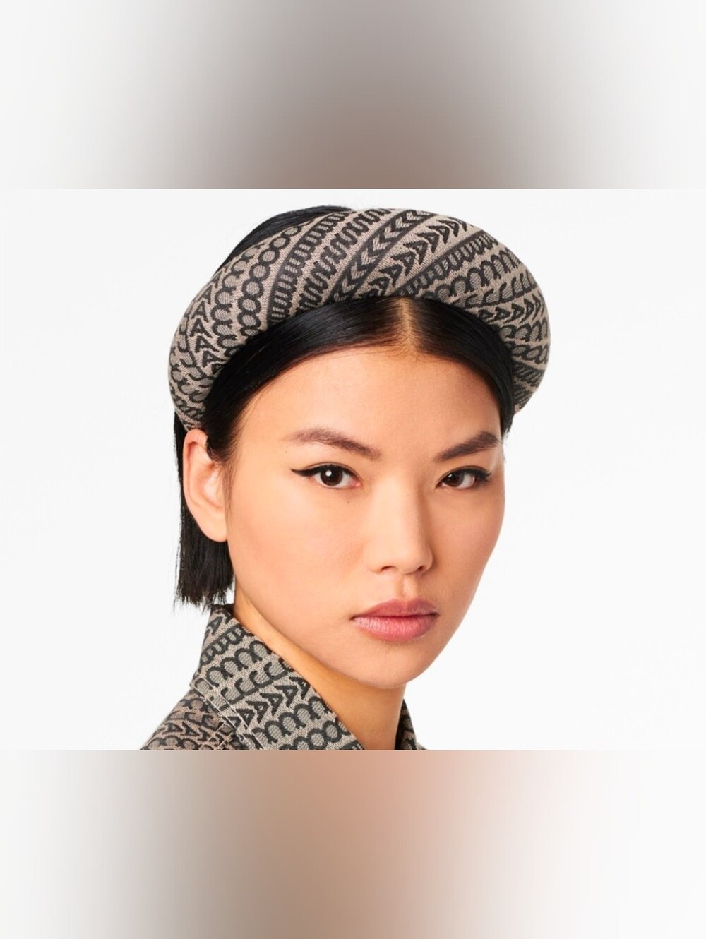 Marc Jacobs Padded Headband in Gray/Black Monogram